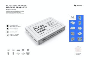 A4尺寸纸盒包装设计样机模板集合 A4 Paper Box Packaging Mockup Template Set