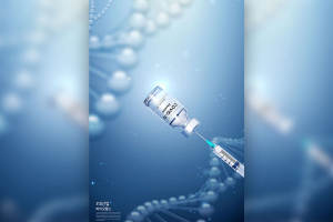 DNA背景新冠疫苗接种海报设计韩国素材