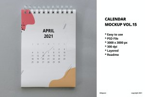 年份翻页日历设计样机素材v15 Calendar Mockup Vol.15