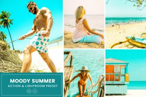 夏季暖色滤镜PS动作+LR预设 Moody Summer Action & Lightrom Presets