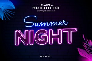 夏季热带霓虹文字效果 Summer Night – Summer Tropical Neon Text Effect