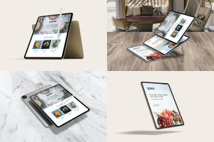 UI展示iPad Pro平板电脑屏幕样机素材v3 Tablet Pro – Screen Device – Mockup Vol.3