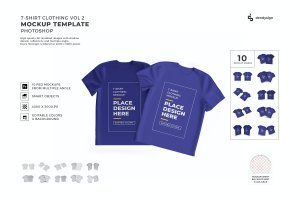布料T恤服装设计样机模板合集v2 Tshirt Cloth Packaging Mockup Template Set Vol 2