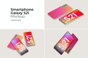 三星Galaxy S21智能手机样机模板v2 Galaxy S21 Smartphone – Mockup Vol.2