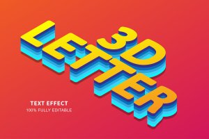 3D等距AI文字效果矢量素材 3d letter isometric text effect