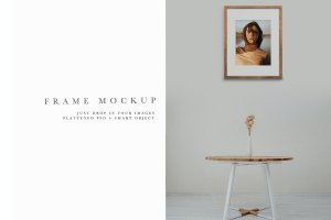室内客厅木框/相框样机模板 Frame Mockup #626