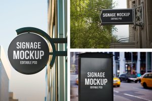 城市标牌广告牌设计样机集 Urban Signage Mockup Set