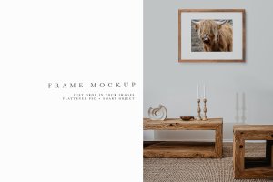 木制家具木画框/相框样机模板 Frame Mockup #623