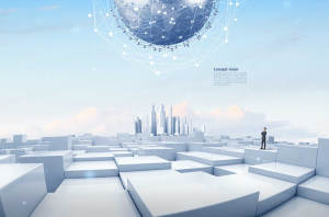 全球网络未来城市发展概念海报设计韩国素材
