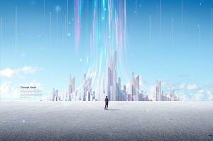 科技线条城市发展概念海报设计韩国素材