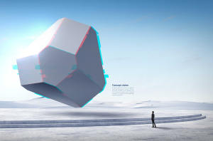 抽象几何物体未来科技概念海报设计韩国素材