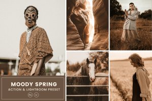 春天图片动作&LR调色滤镜 Moody Spring Action & Lightrom Presets
