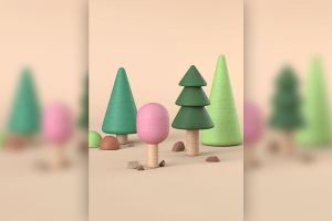 3D卡通树木元素图片韩国素材