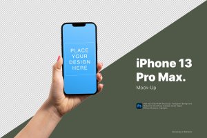 正视图iPhone 13 Pro Max手机样机模板 Mockup template: isolated iPhone 13 Pro Max