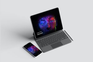 iPad Pro平板电脑和手机样机模板 Tablet & Phone Mockup