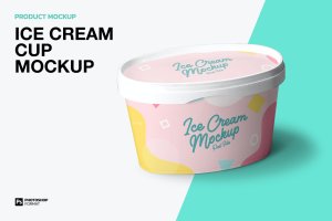 正面冰淇淋杯产品样机效果图模板 Ice Cream Cup – Mockup