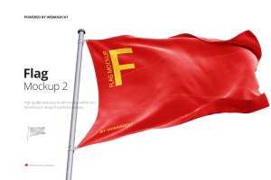 飘扬旗帜图案展示样机素材v2 Flag Mockup 2