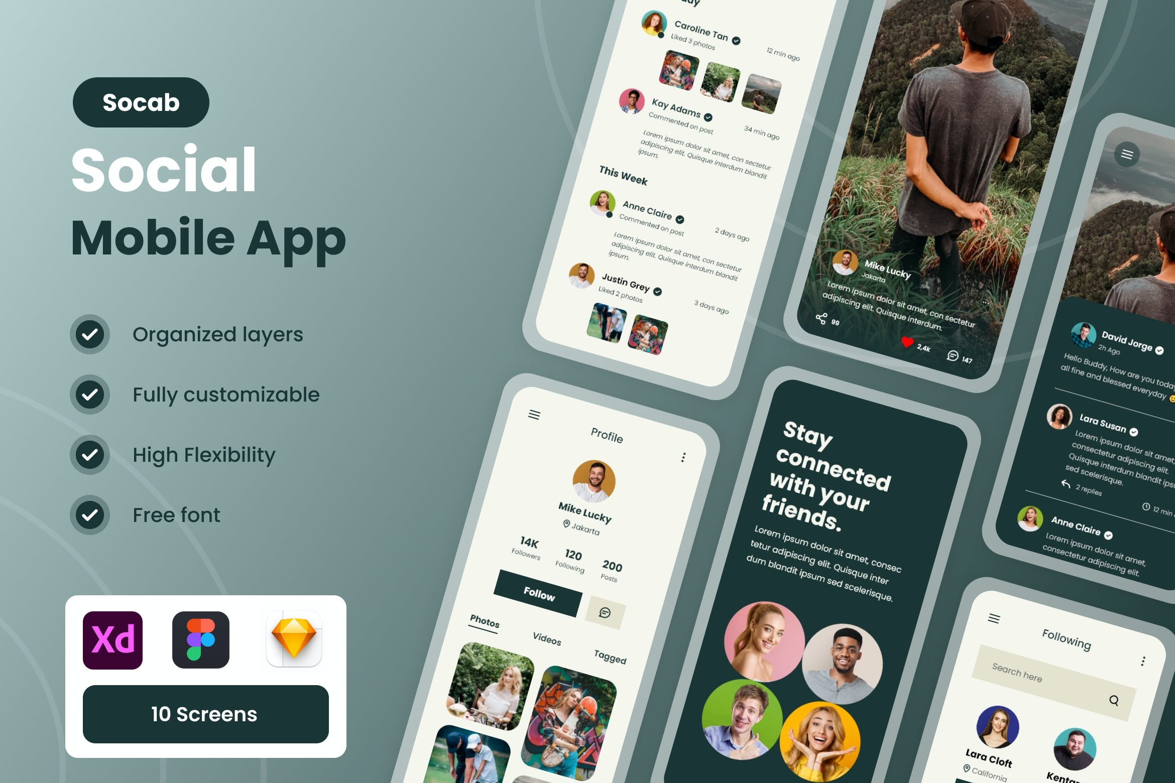 社交App UI设计套件 Socab – Social Media App Mobile App UI Kit