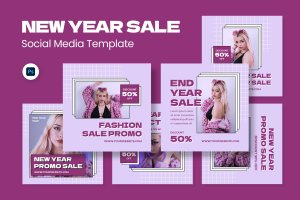新年服装促销海报设计模板 New Year Sale Template