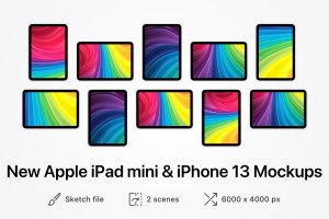新苹果iPad mini和iPhone 13设备样机 New Apple iPad mini and iPhone 13 mockups