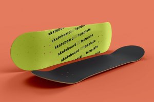 滑板广告图案展示设计样机模板素材 Skateboard Mockup