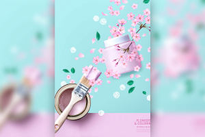 樱花花卉春季主题海报设计韩国素材