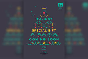 创意圣诞树冬季圣诞活动海报设计韩国素材[PSD]