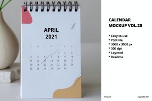 年份翻页日历设计样机素材v20 Calendar Mockup Vol.20