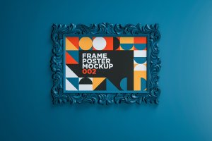 雕刻装饰框架海报样机 Frame Poster Mockup 002