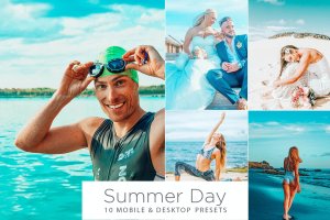 10个夏季照片LR调色蓝色滤镜10 Summer Day Presets | Mobile & Desktop Lightroom