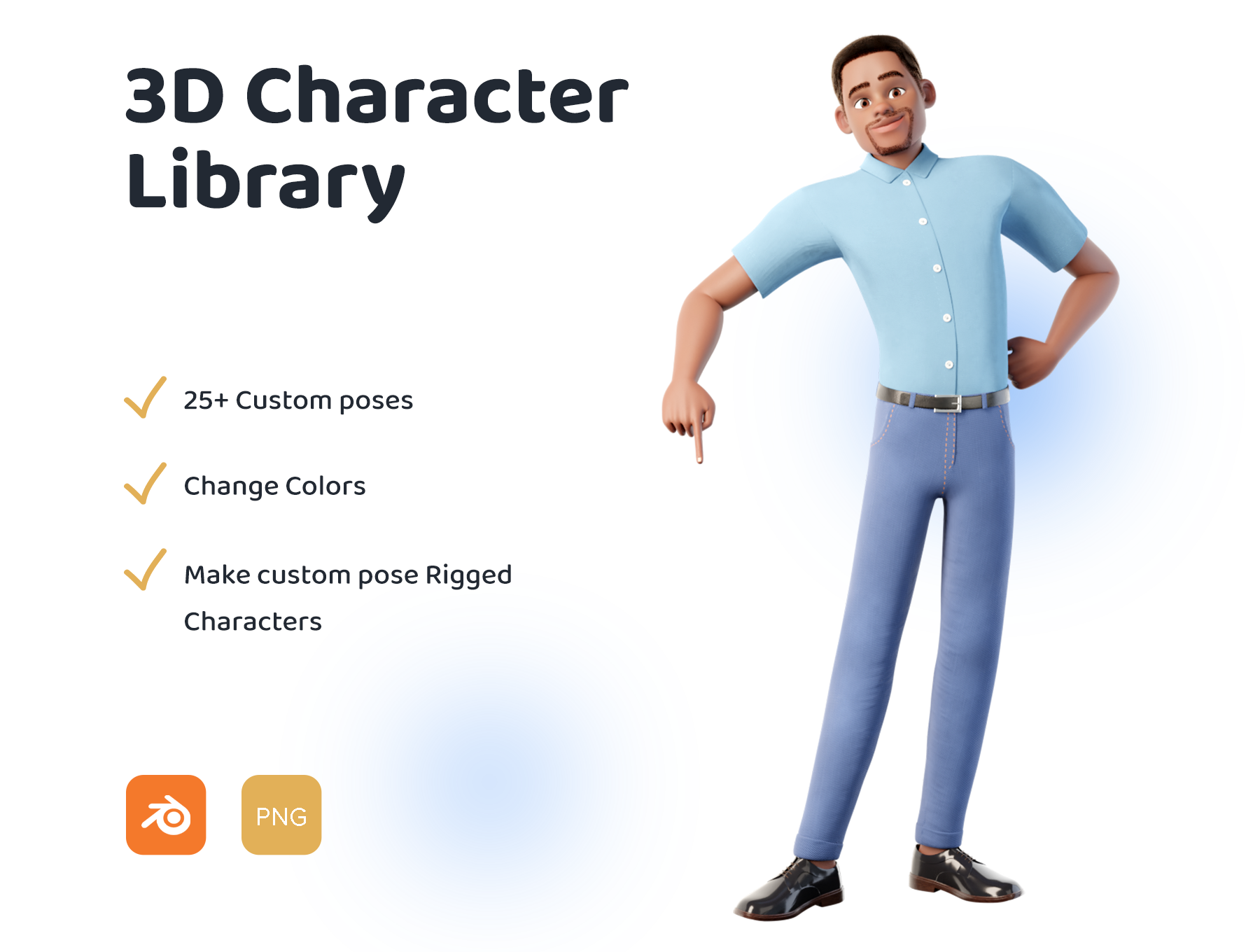 3D男性角色姿势插画套件