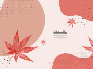 红色枫叶秋季水彩海报设计韩国素材