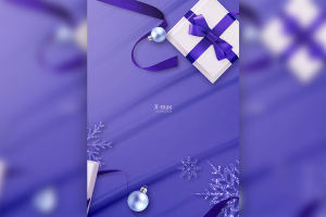 紫色圣诞礼品雪花海报设计韩国素材[PSD]
