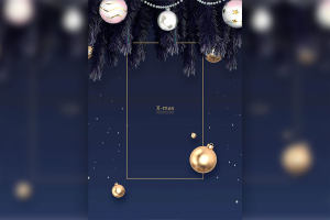 深色风格圣诞主题海报设计韩国素材[PSD]