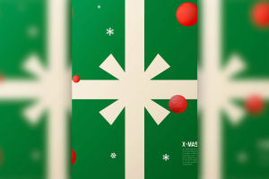 绿色圣诞礼品海报设计韩国素材[PSD]