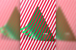 条纹图案圣诞主题海报设计韩国素材[PSD]
