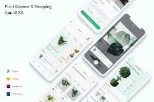 植物扫描和购物App手机应用程序UI设计套件 Plant Scanner & Shopping App UI Kit
