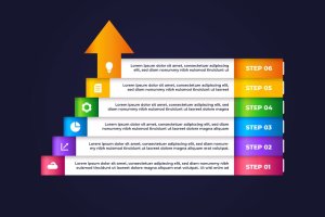 六个阶段步骤商业信息图表设计模板 Six Stages Business Infographic Illustration
