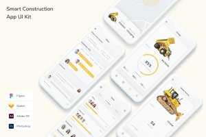 智能建筑App手机应用程序UI设计套件 Smart Construction App UI Kit