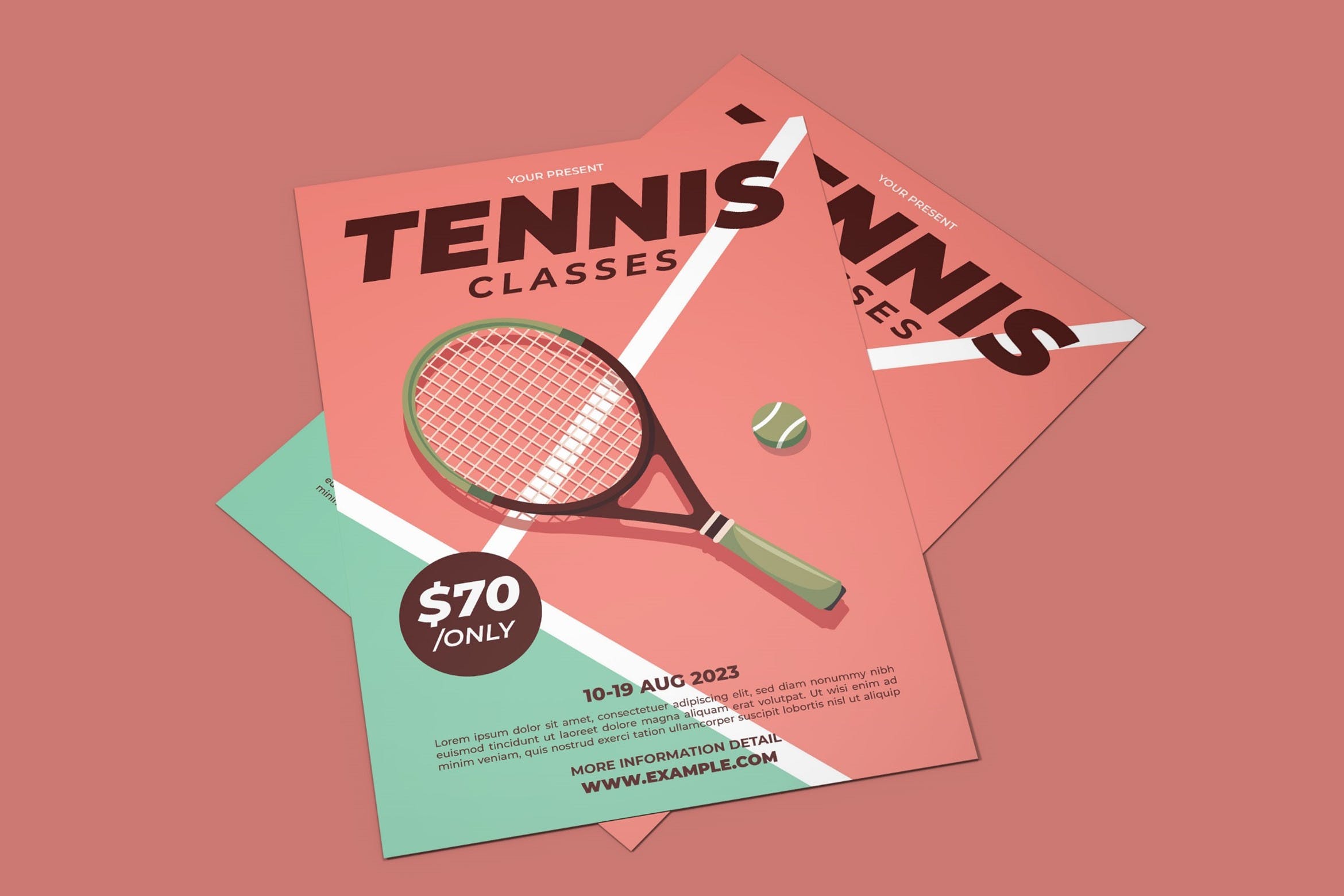 网球课程推广海报设计模板tennisclassespromotion–postertemplate