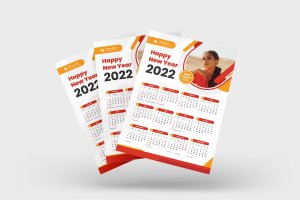 时尚元素年份日历海报传单设计模板 Fashion Calendar 2022 Flyer –  Poster