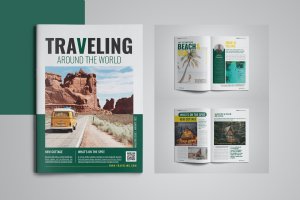 旅行旅游杂志排版设计模板 Traveling Magazine Template