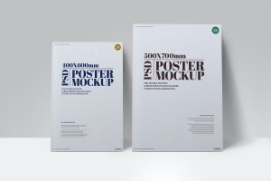 两种尺寸的海报正视图样机素材 Poster Mockups 400×600, 500×700 Front View