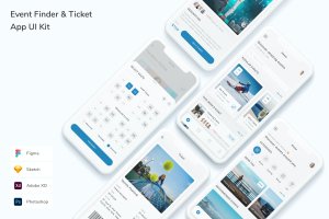 活动查找&门票App UI设计素材 Event Finder & Ticket App UI Kit