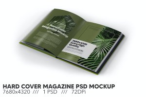 硬封面杂志内页设计PSD样机 Hard Cover Magazine PSD Mockup