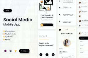 社交网络App UI设计套件 Itori – Social Media App