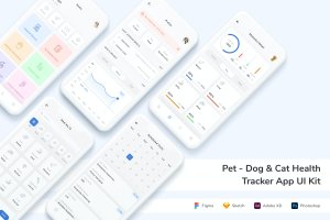 宠物健康追踪App UI设计素材 Pet – Dog & Cat Health Tracker App UI Kit
