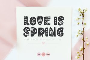 春季情人节手绘字体素材 Love Is Spring Hand Drawn Font