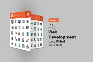 49个网页开发填充线条图标 49 Web Development Filled Line Icons