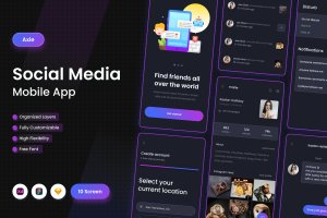 约会社交App UI设计套件 Axie – Social Media App